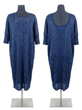 Diesel Navy Metallic Knit Midi Dress